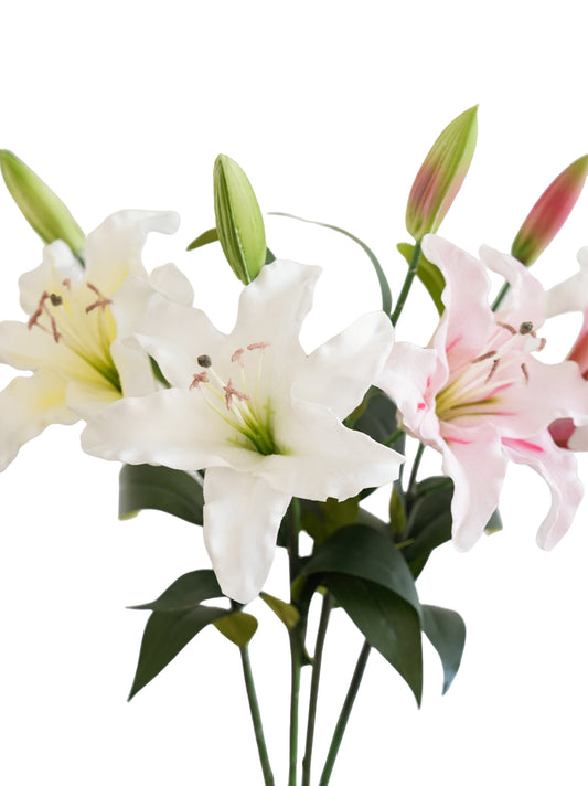 Artificial three - stem lily flowers with a real touch -36.2"