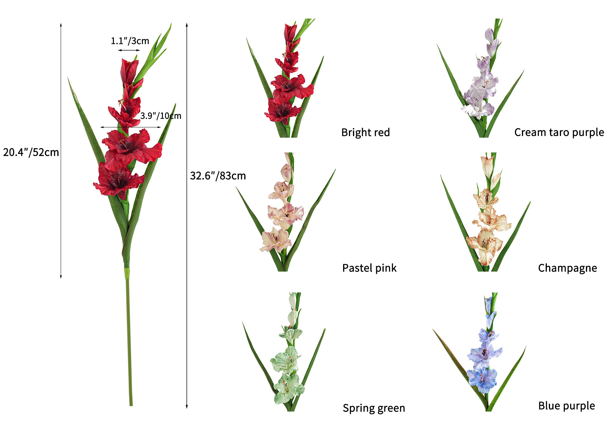 Artificial gladiolus flowers with a realistic touch-32.6"