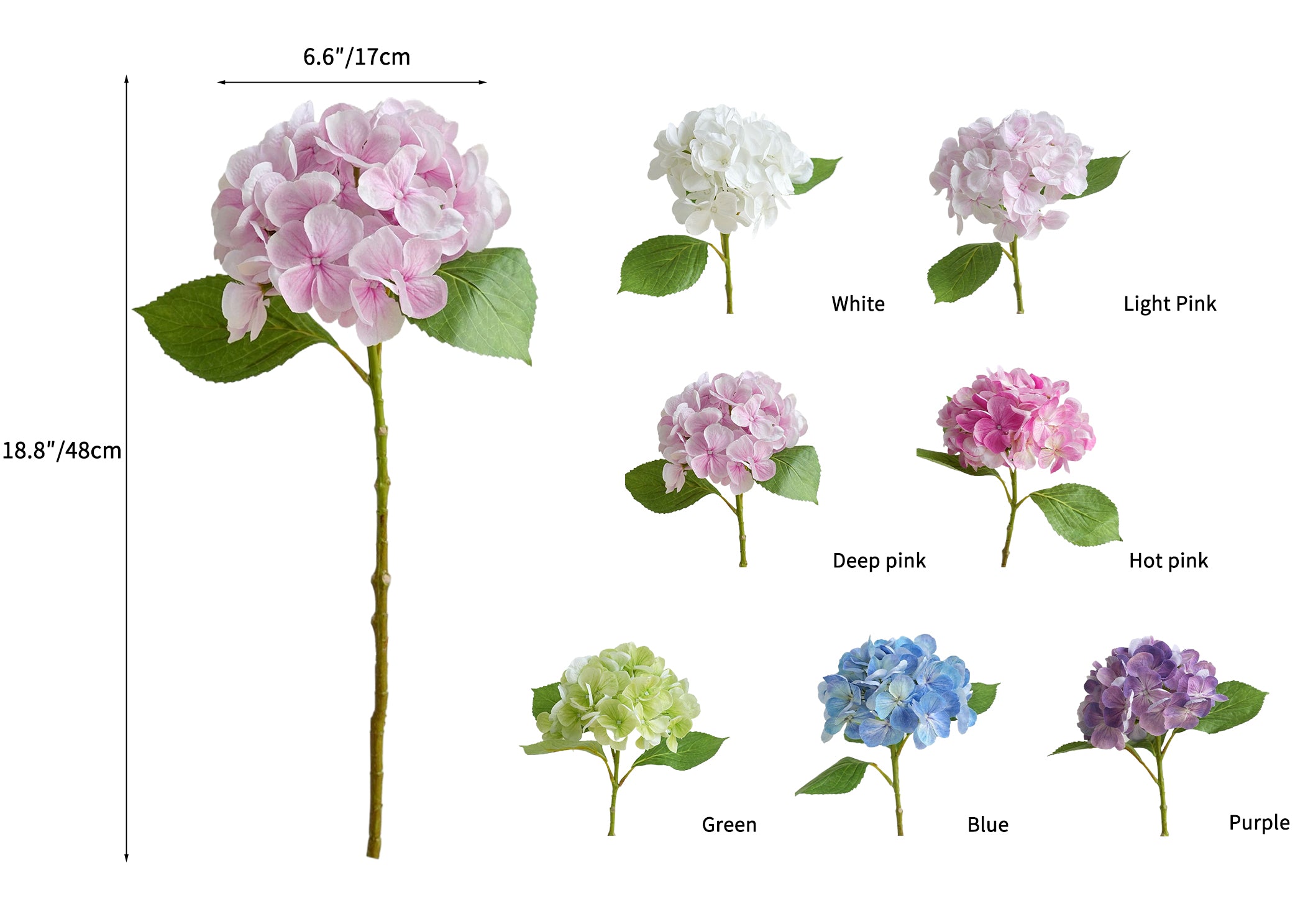 High-quality artificial hydrangea flowers - 18.8"