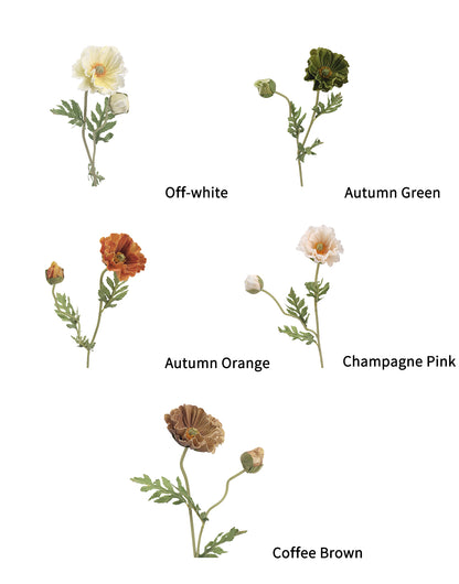 Faux Poppy Spray With Buds - 22.4"