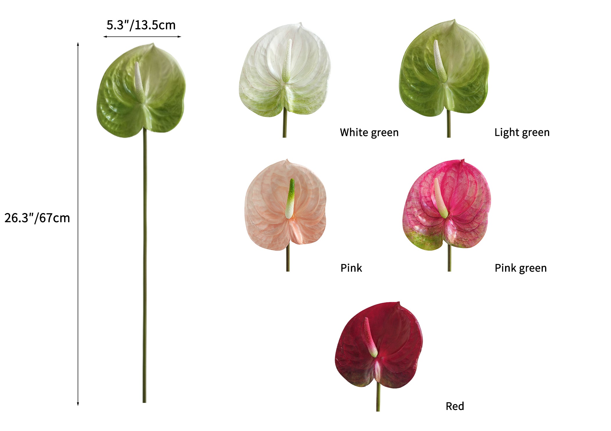Large-sized artificial Anthurium flowers-26.3 "