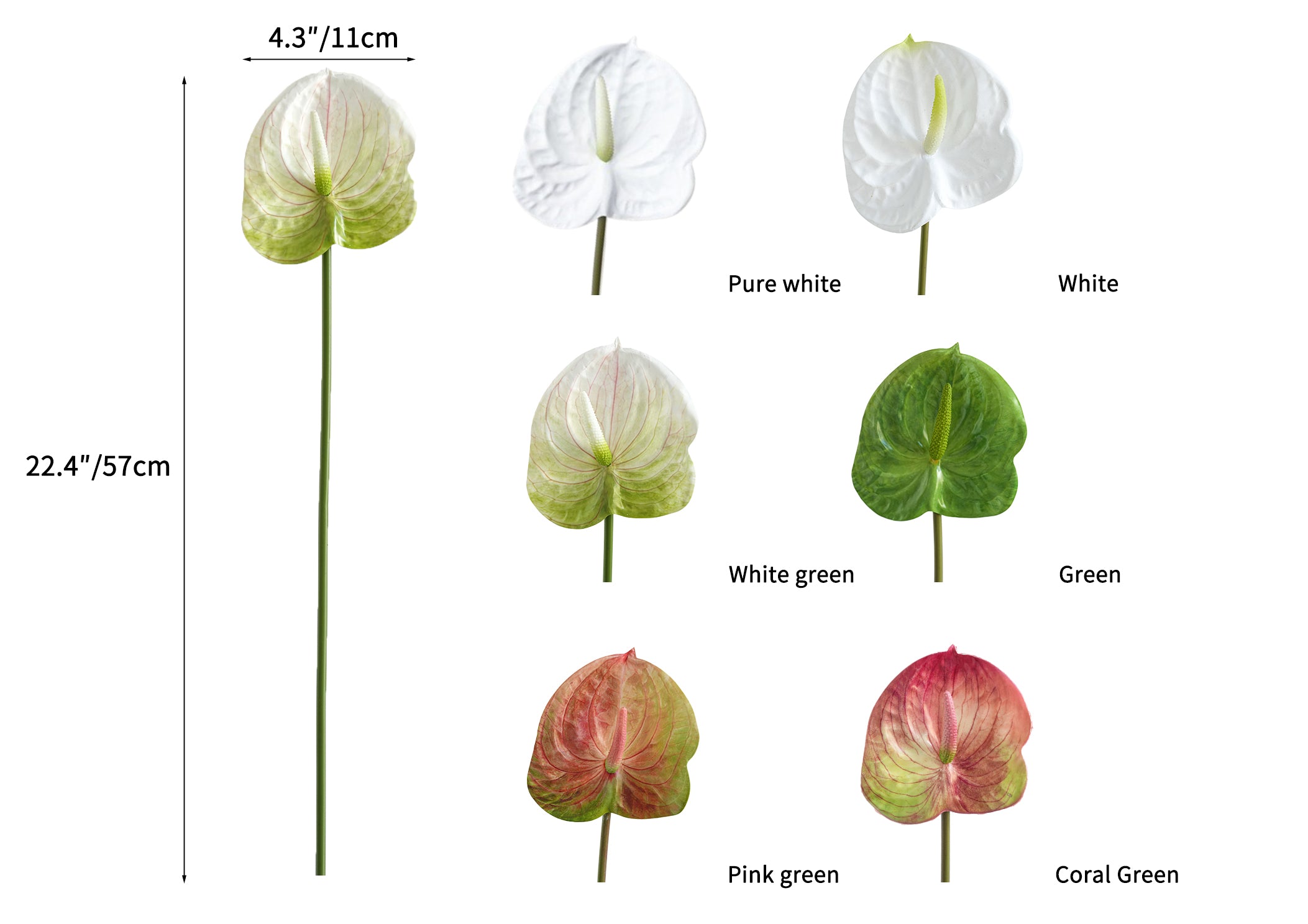 Small-sized artificial Anthurium flowers- 22.4"