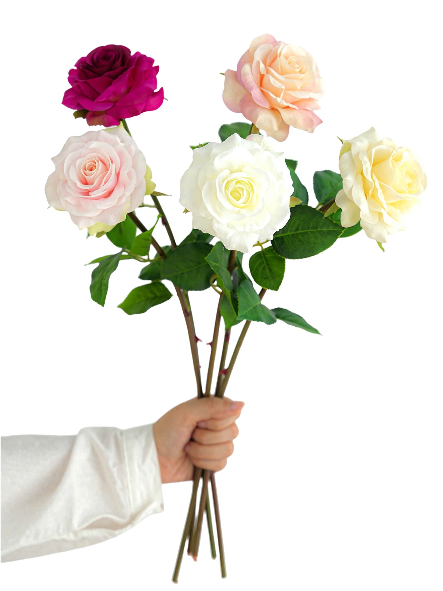 Artificial Chinese rose flowers with lifelike texture - 18.5"