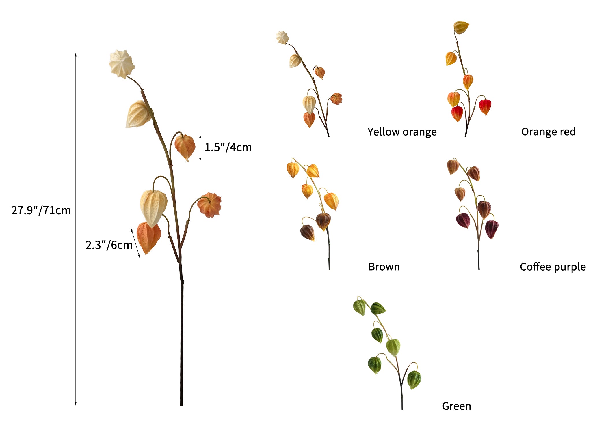 Simulated Ground Cherries Artificial Cape Gooseberry -27.9"