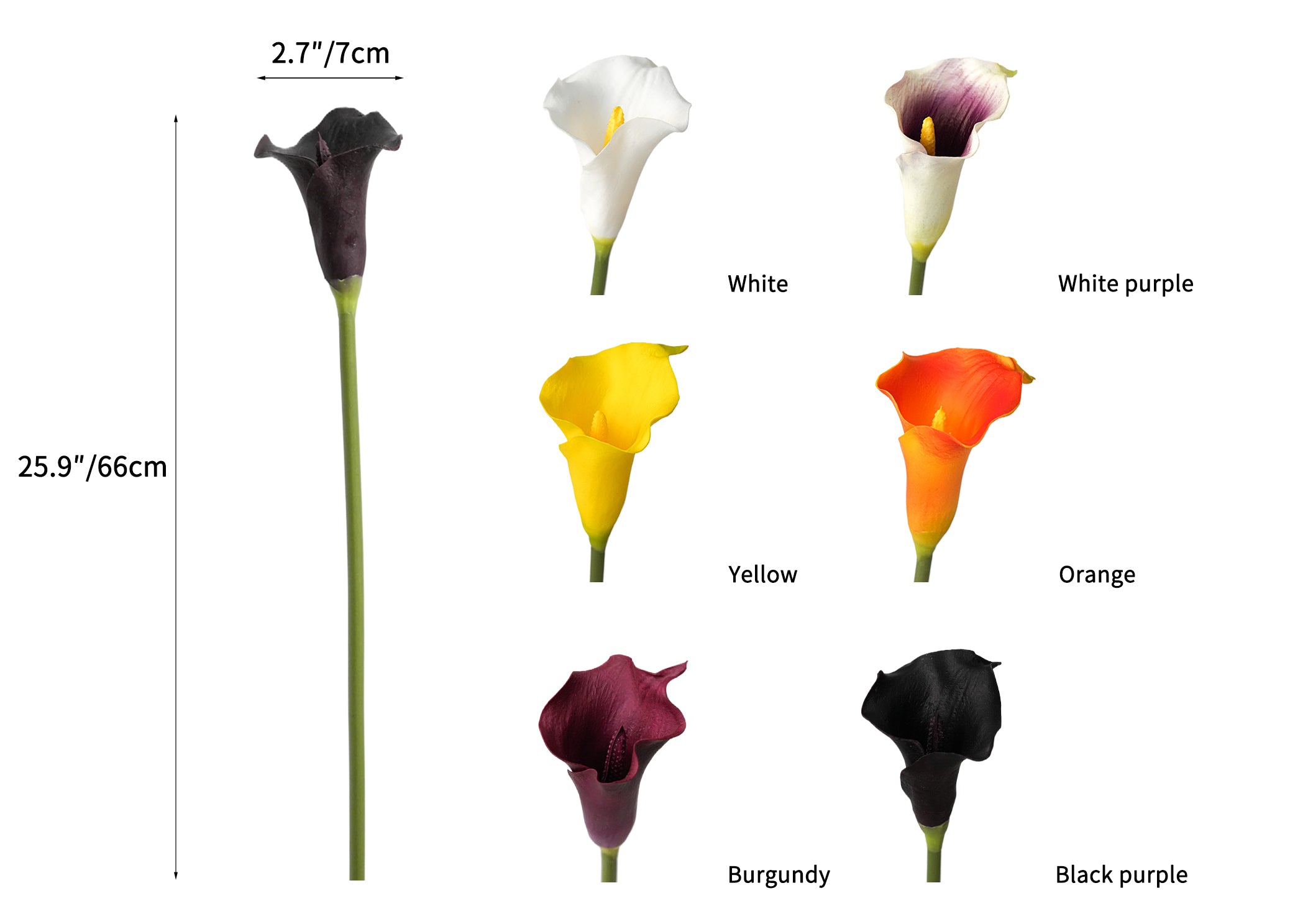 Artificial calla lily flowers - 25.9"