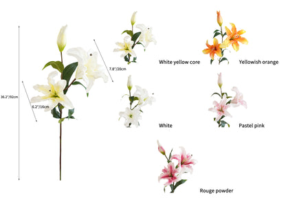 Artificial three - stem lily flowers with a real touch -36.2"