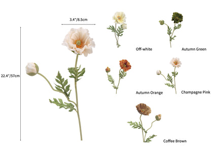 Faux Poppy Spray With Buds - 22.4"