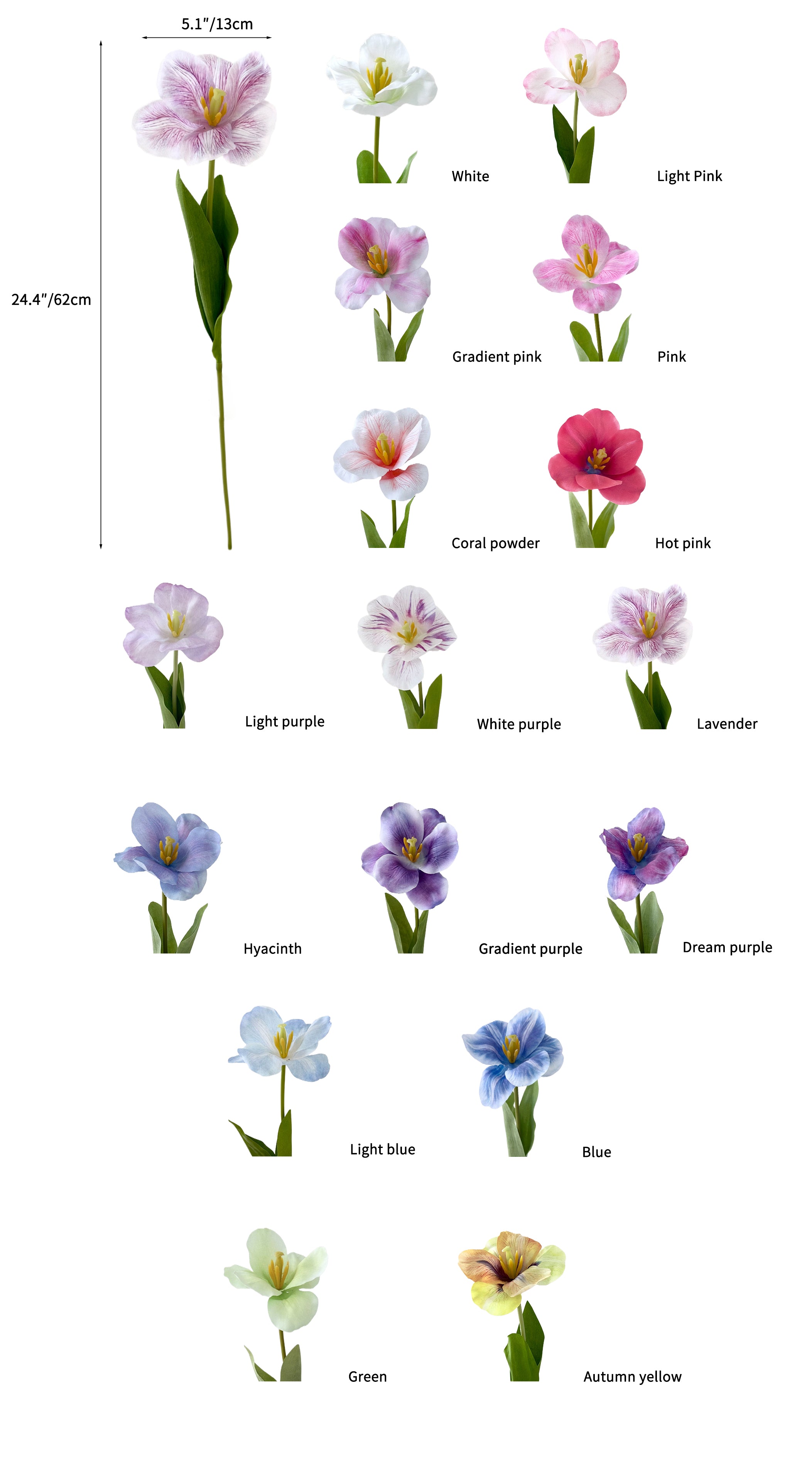 Artificial tulip flowers-24.4"