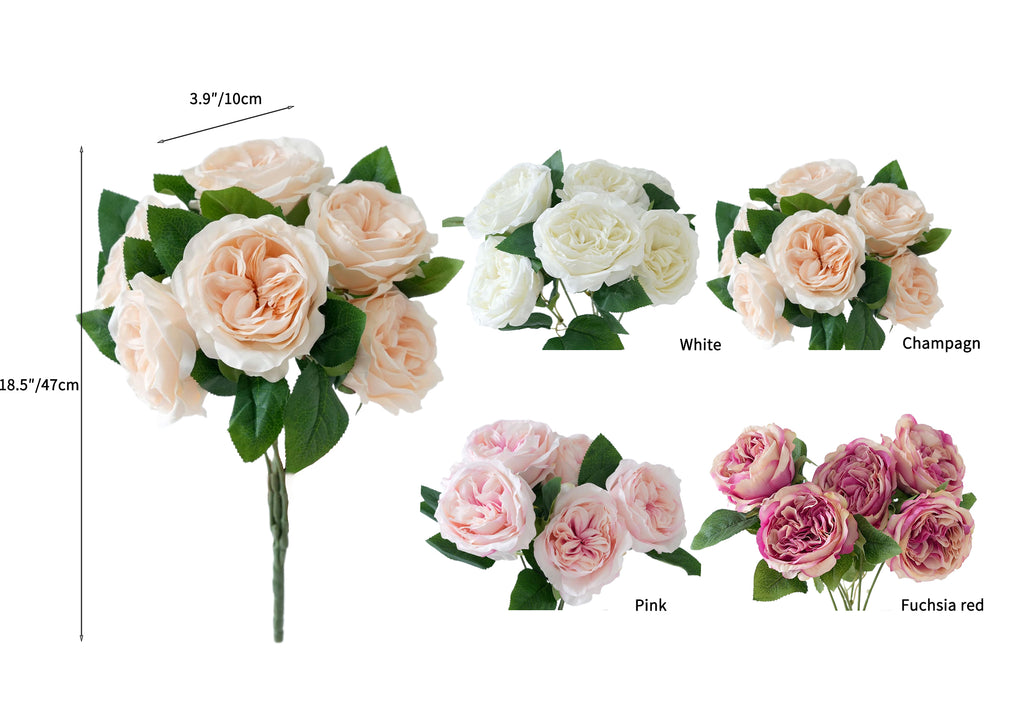 Artificial flower bouquet of Austin roses -18.5"