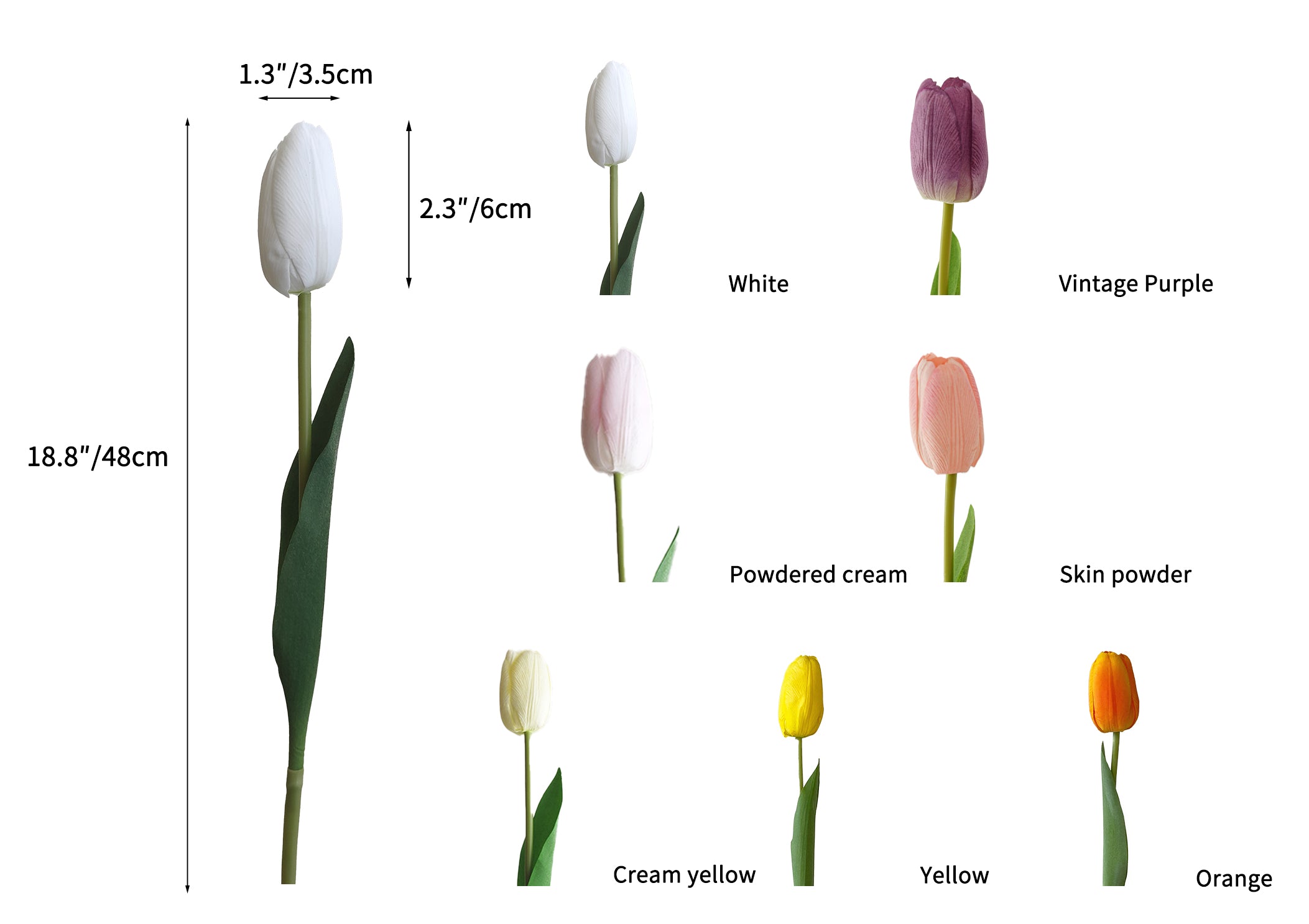 Real Touch Artificial Flowers Fake Tulips -18.8"