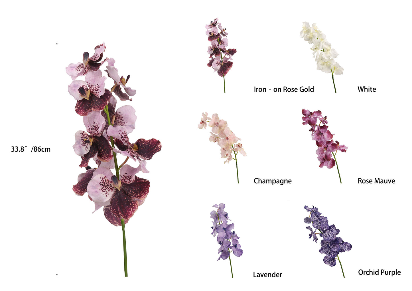 High‑Quality Real‑Touch Artificial Vanda Multi‑Blossom Stem‑33.8"