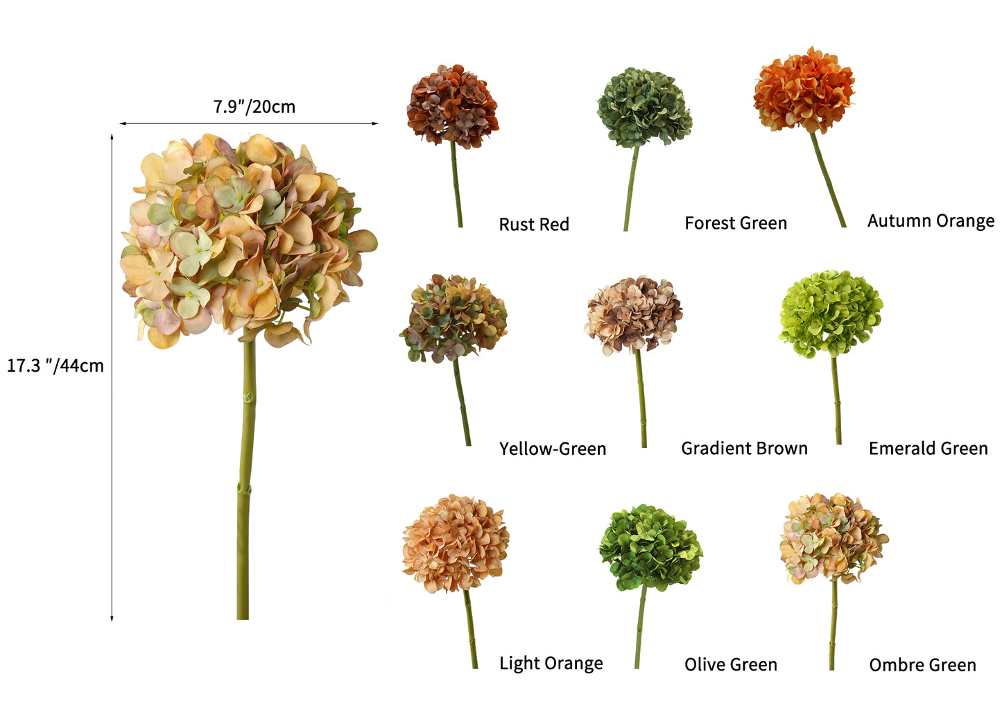 Faux Hydrangea Single Stem - 17.3"