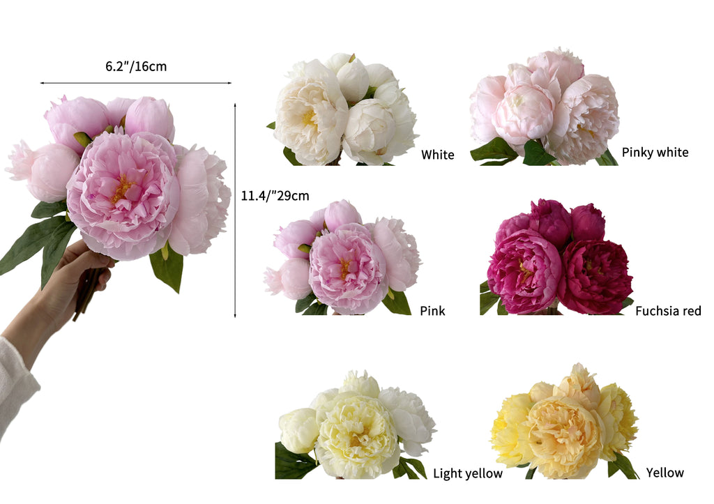 Realistic Artificial Peony Bouquets-11.4"