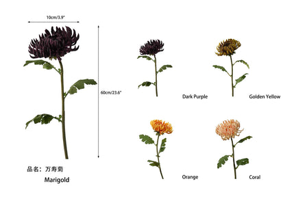 Artificial Marigold, PU Real Touch Chrysanthemum, Misty Chrysanthemum 23.6"
